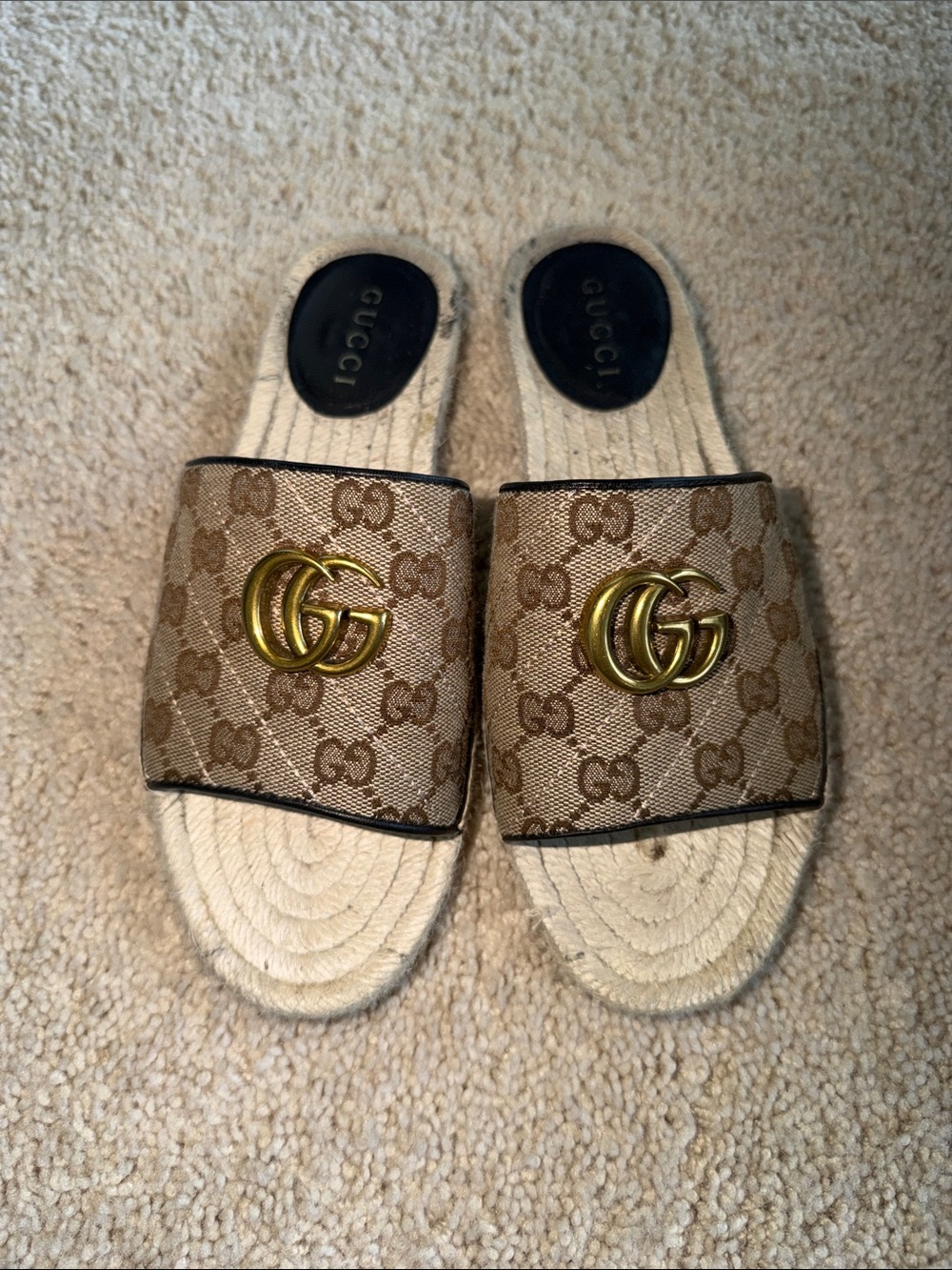 $275 THIS WEEKEND ONLY!!
Gucci Marmont Espadrille Brown GG Sandals